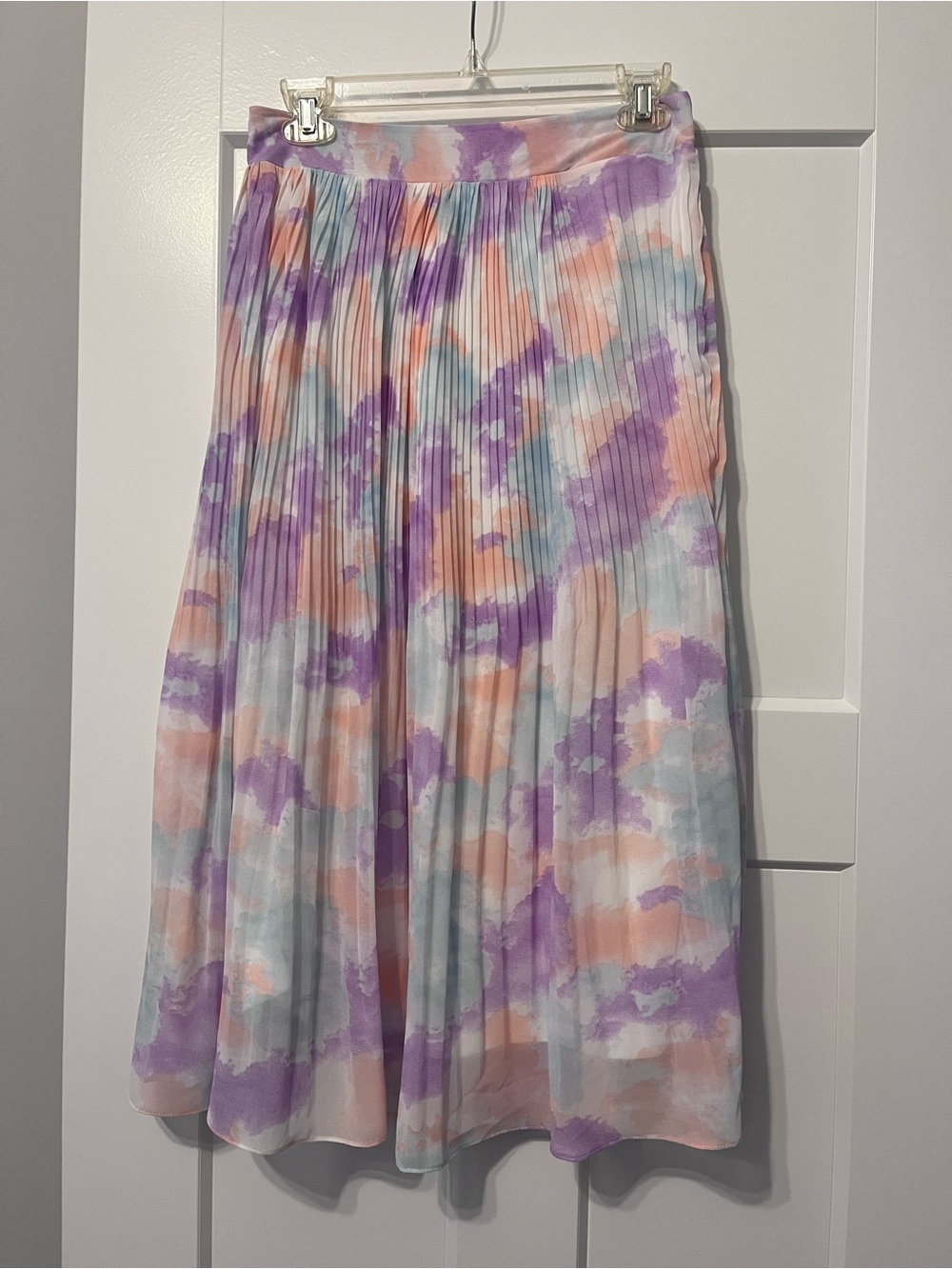 Very J Pleated Tie-Dye Midi Skirt - Lavender, Peach & Mint